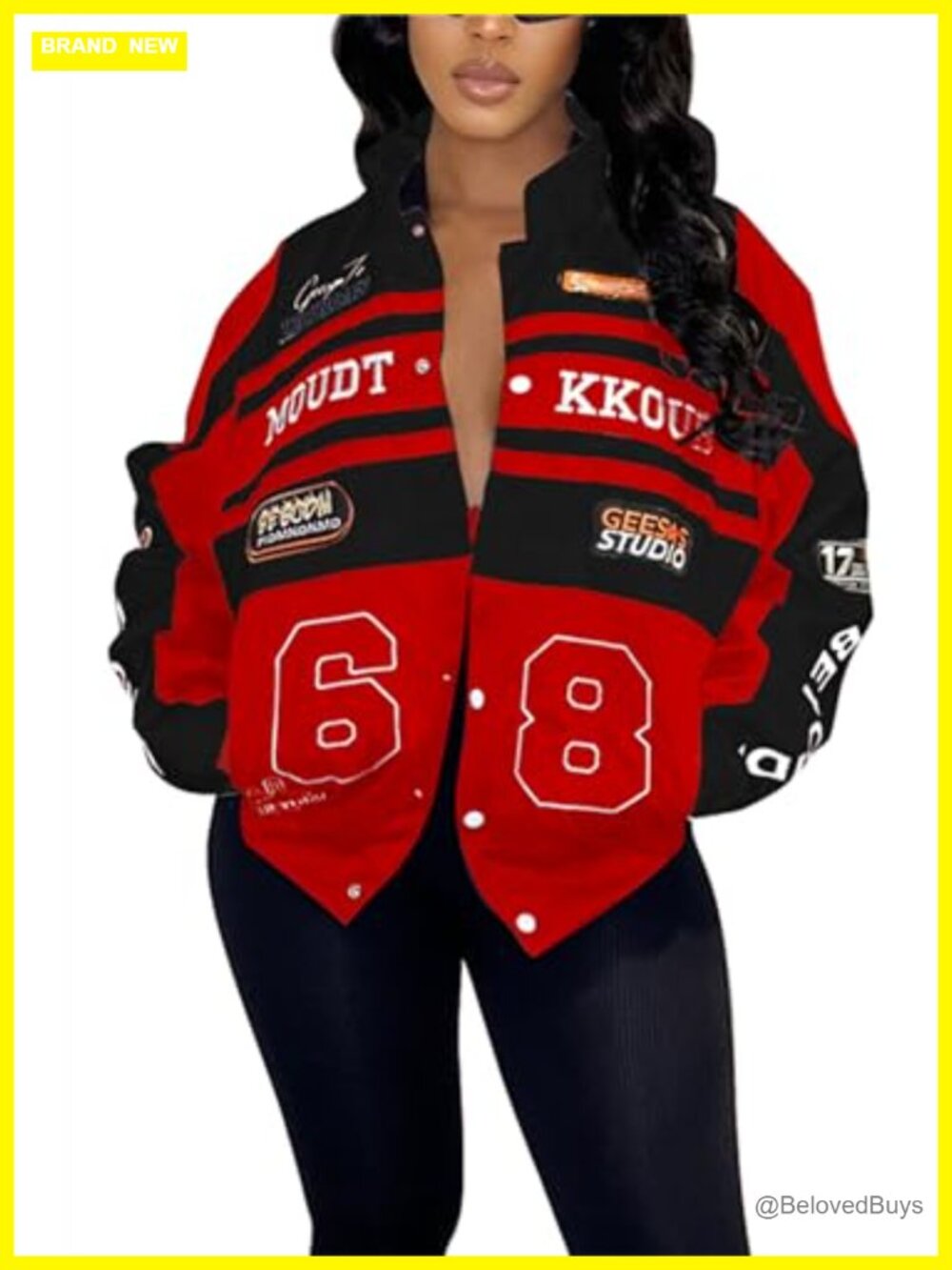 Polyester Varsity Jacket Motorcycle Detachable Letter Graphic